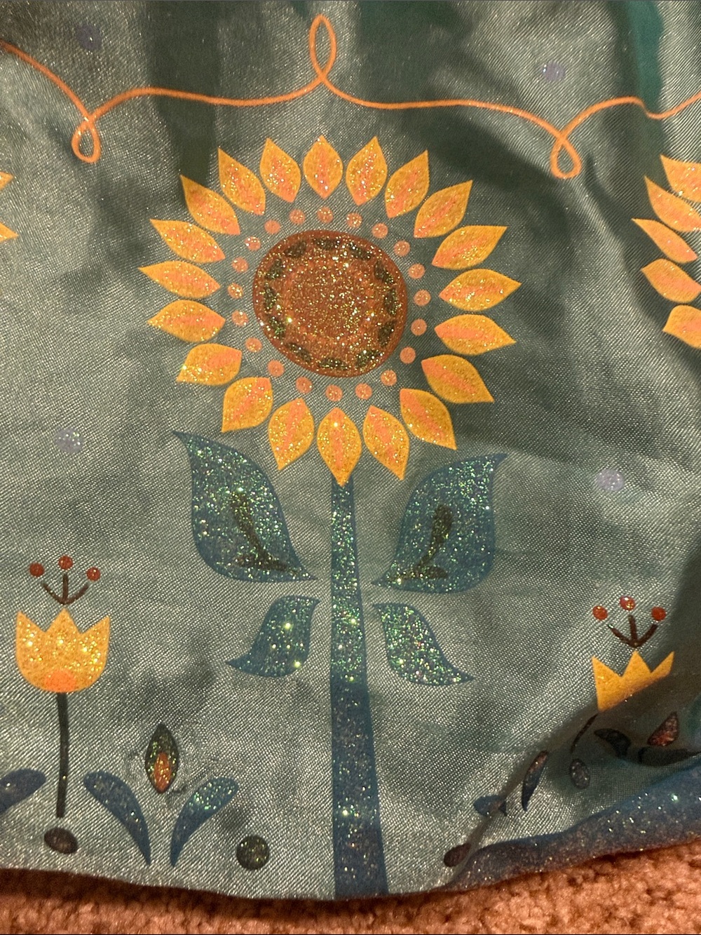 Frozen Disney Teal and Yellow Sunflower Princess Dress - Picture 3 of 5